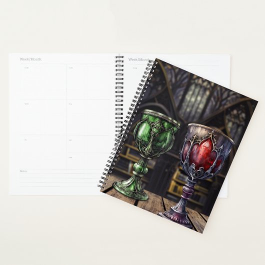 Medieval Gothic Green Red Goblet Castle Library Planner (Display)