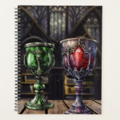 Medieval Gothic Green Red Goblet Castle Library Planner (Voorkant)
