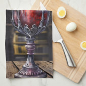 Medieval Gothic Green Red Goblet Castle Library Theedoek (Quarter Fold)