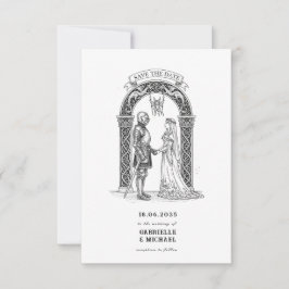 Medieval Gothic Knight Bride Groom Arch  Save The Date