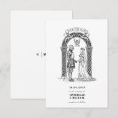 Medieval Gothic Knight Bride Groom Arch  Save The Date (Voorkant / Achterkant)