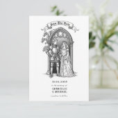 Medieval Gothic Knight Bride Groom Save The Date (Staand voorkant)