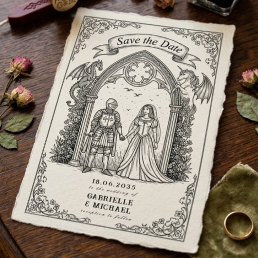 Medieval Gothic Knight Bride Groom Save The Date
