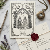 Medieval Gothic Knight Bride Groom Save The Date Briefkaart