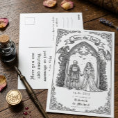 Medieval Gothic Knight Bride Groom Save The Date Briefkaart