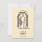 Medieval Gothic Knight Sepia Wedding Save The Date (Voorkant)