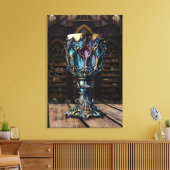 Medieval gothic Paars Blue Goblet Castle Library Canvas Afdruk (Insitu (Woonkamer))
