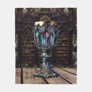 Medieval gothic Paars Blue Goblet Castle Library Fleece Deken