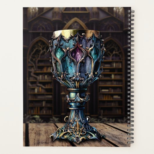 Medieval gothic Paars Blue Goblet Castle Library Planner (Achterkant)