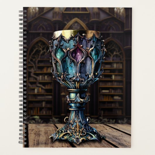 Medieval gothic Paars Blue Goblet Castle Library Planner (Voorkant)