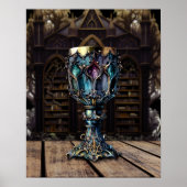 Medieval gothic Paars Blue Goblet Castle Library Poster (Voorkant)