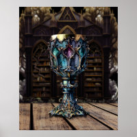Medieval gothic Paars Blue Goblet Castle Library
