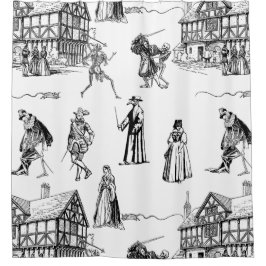 medieval gothic plague doctor skeleton toile douchegordijn