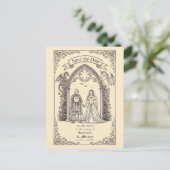 Medieval Gothic Sepia Old Paper Save The Date Briefkaart (Staand voorkant)
