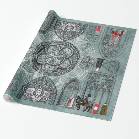 Medieval gothic Style Cadeaupapier (Uitgerold)