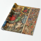 MEDIEVAL GRAPE VINEYARD HARVEST Antiek Grapevine Cadeaupapier (Uitgerold)