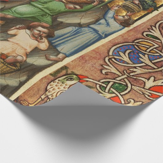 MEDIEVAL GRAPE VINEYARD HARVEST Antiek Grapevine Cadeaupapier (Hoek)