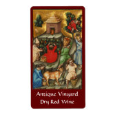 MEDIEVAL GRAPE VINEYARD HARVEST Antiek Grapevine Etiket (Voorkant)