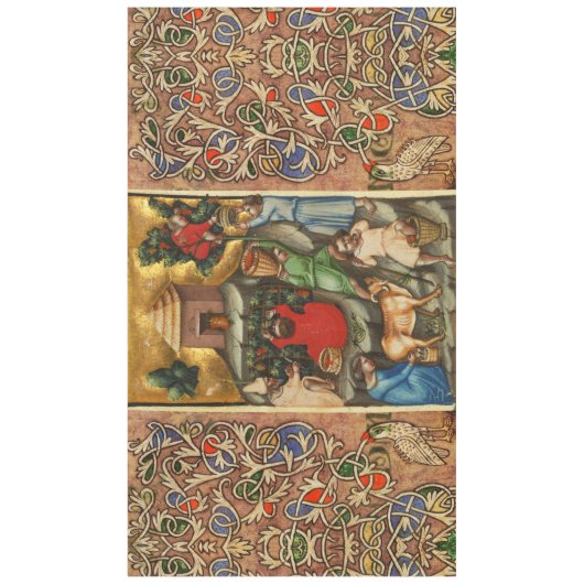 MEDIEVAL GRAPE VINEYARD HARVEST Antiek Grapevine Tafelkleed (Voorkant)