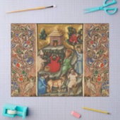 MEDIEVAL GRAPE VINEYARD HARVEST Antiek Grapevine Tissuepapier (Craft)