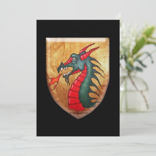 Medieval Green Dragon Shield Kaart (Staand voorkant)