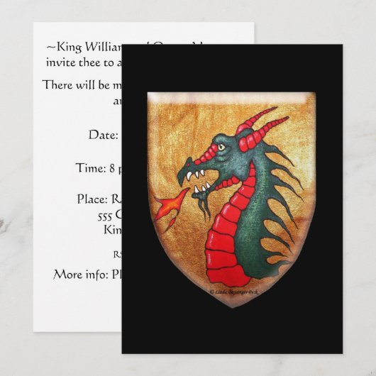 Medieval Green Dragon Shield Kaart (Voorkant / Achterkant)