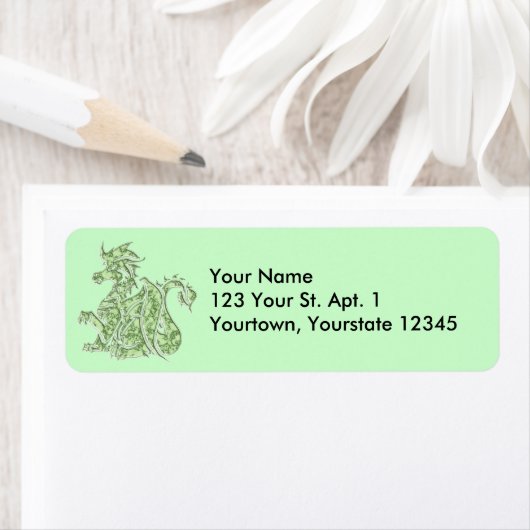 Medieval Green Marble Mythical Fantasy Dragon Etiket (Insitu)