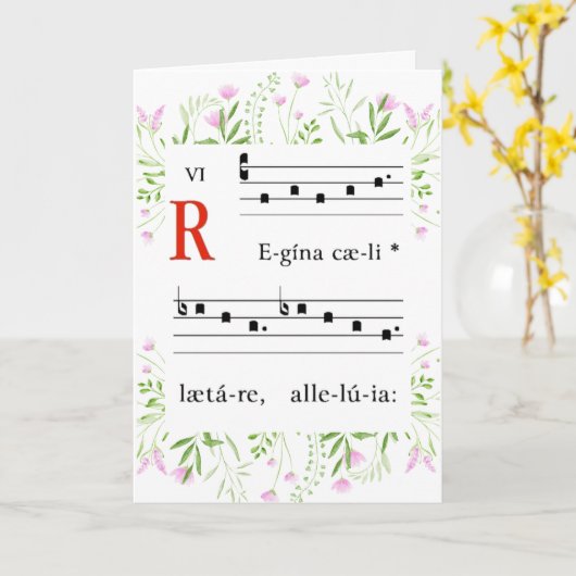 Medieval Gregorian Chant Floral Religieus Pasen C Kaart (Gele Bloem)