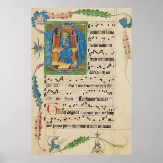 Medieval Gregorian Chant Manuscript-blad Muziek Poster (Voorkant)
