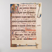 Medieval Gregoriant Chant Epiphany Magi Manuscript Poster (Voorkant)