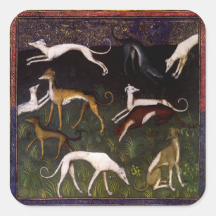 Medieval Greyhounds Fine Art Animals Vierkante Sticker