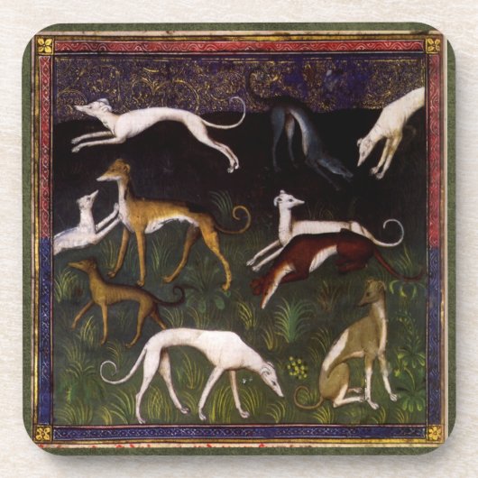 Medieval Greyhounds in de diepe Bossen Bier Onderzetter (Voorkant)