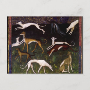 Medieval Greyhounds in de diepe Bossen Briefkaart