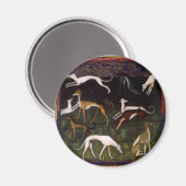 Medieval Greyhounds in de diepe Bossen Magneet (Voorkant / Achterkant)