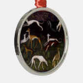Medieval Greyhounds in de diepe Bossen Metalen Ornament (Rechts)