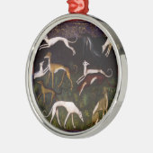 Medieval Greyhounds in de diepe Bossen Metalen Ornament (Links)