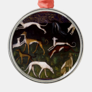 Medieval Greyhounds in de diepe Bossen Metalen Ornament