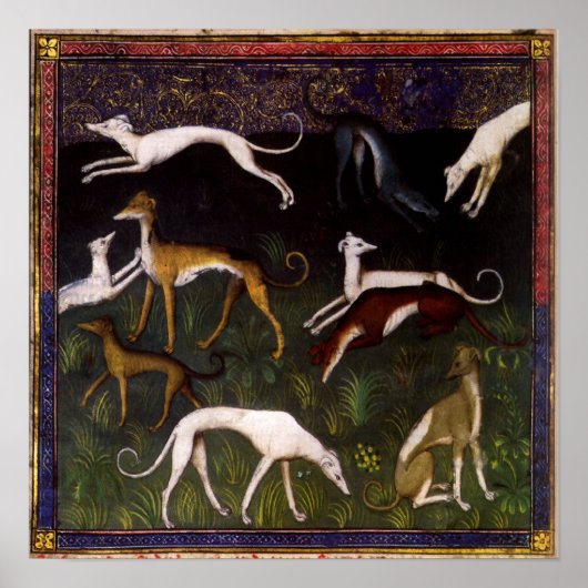 Medieval Greyhounds in de diepe Bossen Poster (Voorkant)