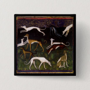 Medieval Greyhounds in de diepe Bossen Vierkante Button 5,1 Cm