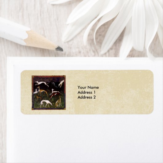 Medieval Greyhounds in de Diepe Douane van Bossen Etiket (Insitu)