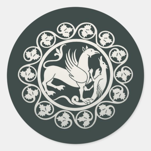 Medieval Griffin Combat Medallion Ronde Sticker (Voorkant)