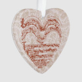 Medieval Heart Music Manuscript Floral Backdrop Ornament (voorkant)