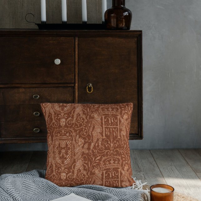 Medieval Heraldry Chateau Chic Red Brown Kussen (Creator heeft geüpload)