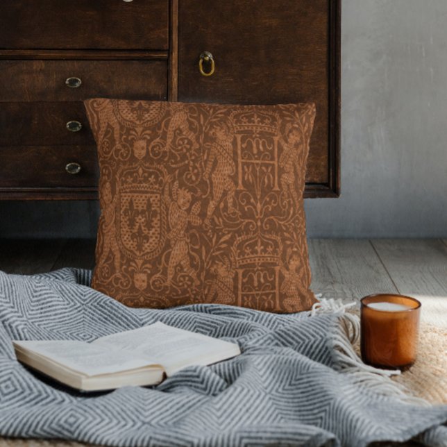 Medieval Heraldry Chateau Chic Russet Brown Kussen (Creator heeft geüpload)