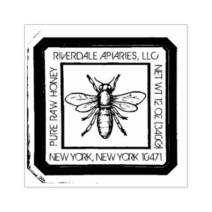Medieval Honeybee Distress Design Honey Label Rubberstempel