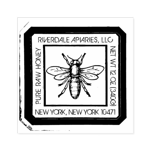 Medieval Honeybee Distress Design Honey Label Rubberstempel (Afrduk)