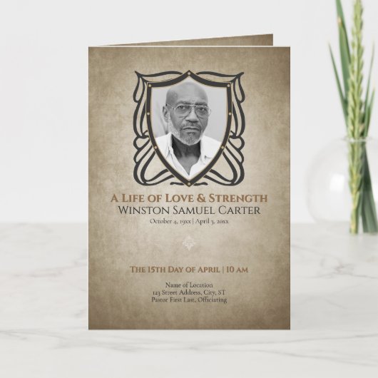 Medieval‑Inspired Shield 5 Photo Collage Funeral (Voorkant)