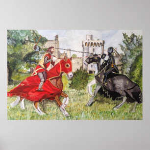 Medieval Joust tegen een Poster met een kasteel