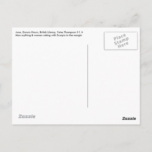 Medieval kalenderar: June Briefkaart (Achterkant)