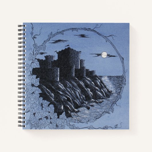 Medieval kasteel in blauw notitieboek (Voorkant)